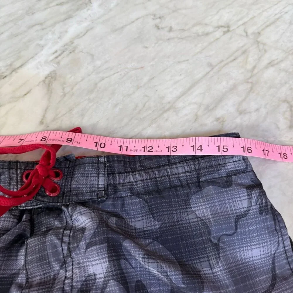 Speedo Swimwear Mens gray floral Plaid Trunks Pocket Stretch Pull On Lining Sz M